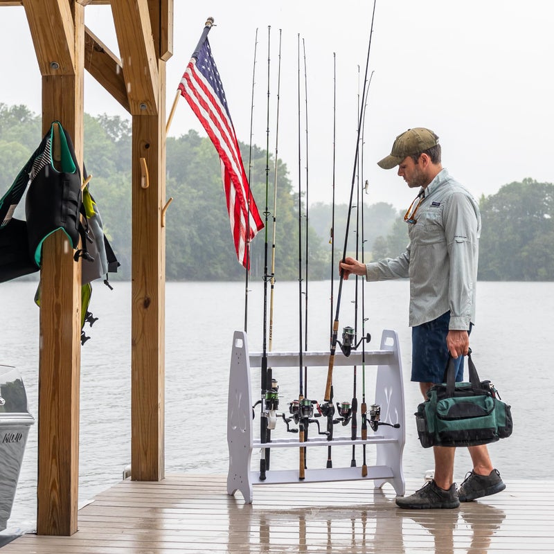 StoreYourBoard Marlin Fishing Pole Rack, Holds 24 Fishing Rods and Reels, Weather-resistant, Garage & Outdoor Fishing Rod Holder - Image 4